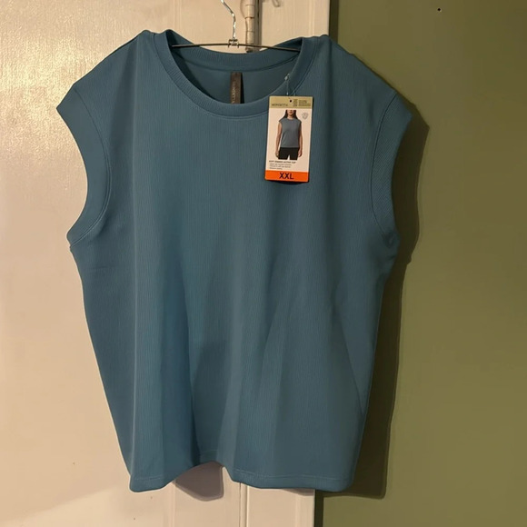 Mondetta Ladies' Soft Ribbed Short Sleeve Active Top, Adriatic Blue X-Small NWOT - Picture 7 of 11